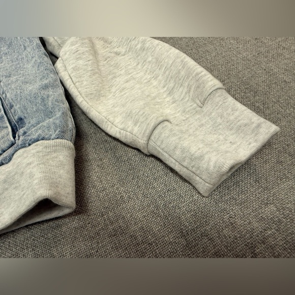 Justice Blue and Gray Bomber Jacket with Floral Design, Embroidery 0079 - Picture 7 of 11